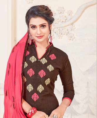 Coffee embroidered cotton poly salwar 2