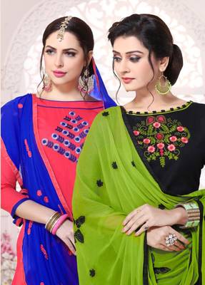 Red embroidered cotton poly salwar 2