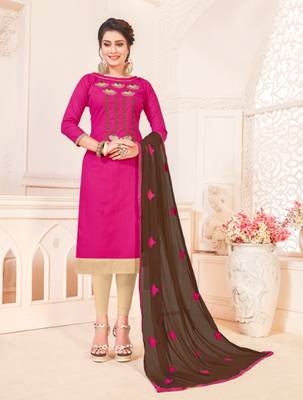 Magenta embroidered cotton poly salwar 1