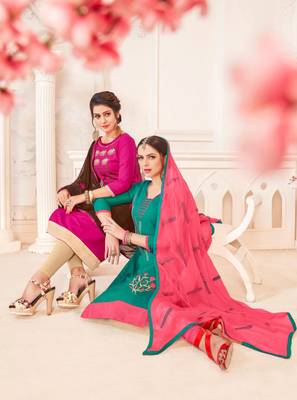 Magenta embroidered cotton poly salwar 2