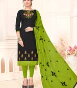 Black embroidered cotton poly salwar