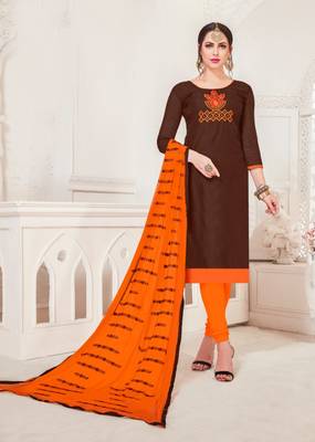 Coffee embroidered raw silk salwar 1