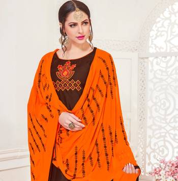 Coffee embroidered raw silk salwar 2