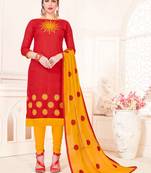 Red embroidered cotton poly salwar