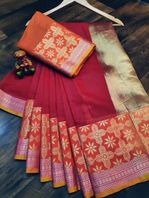 Women'S Designer Pink Banarasi Kanjivaram Saree With Designer Blouse 1