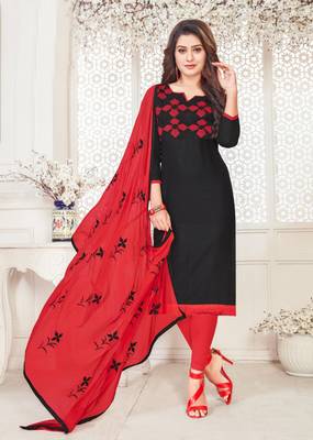 Black embroidered cotton poly salwar 1