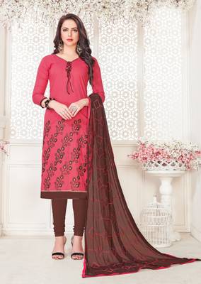 Pink embroidered cotton poly salwar 1