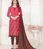 Pink embroidered cotton poly salwar