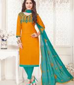 Orange embroidered cotton poly salwar