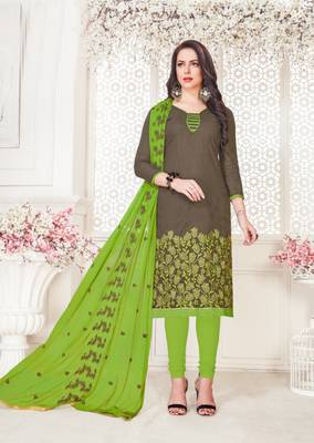 Dark-grey embroidered cotton poly salwar 1