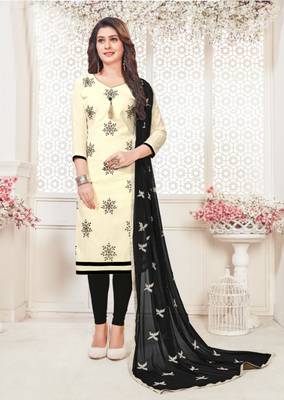Off-white embroidered cotton poly salwar 1