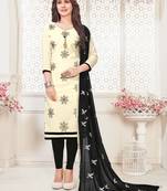Off-white embroidered cotton poly salwar
