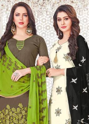 Dark-grey embroidered cotton poly salwar 2