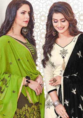 Off-white embroidered cotton poly salwar 2