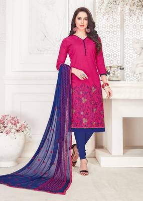 Magenta embroidered cotton poly salwar 1