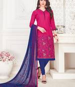 Magenta embroidered cotton poly salwar
