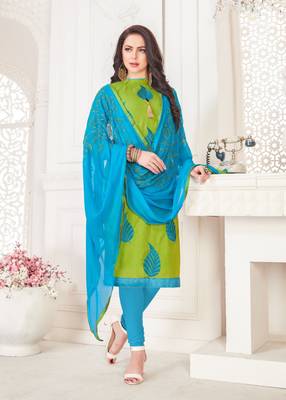 Green embroidered cotton poly salwar 1