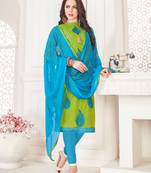 Green embroidered cotton poly salwar