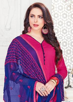 Magenta embroidered cotton poly salwar 2