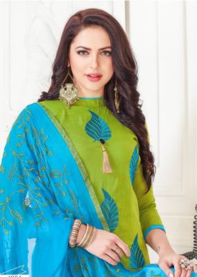 Green embroidered cotton poly salwar 2
