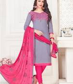 Grey embroidered cotton poly salwar