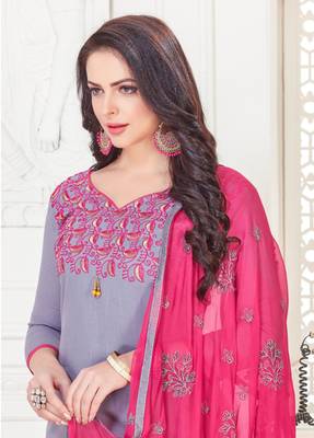 Grey embroidered cotton poly salwar 2