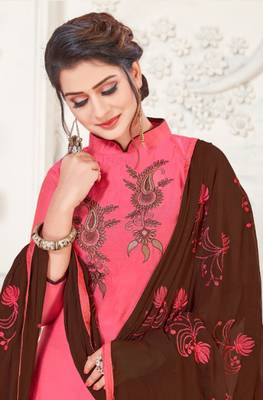 Pink embroidered raw silk salwar 2