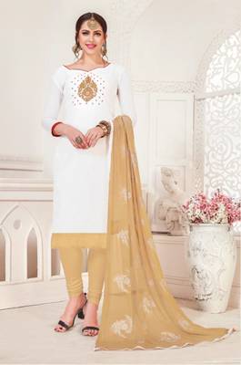 White embroidered raw silk salwar 1