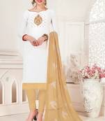 White embroidered raw silk salwar