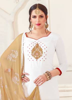 White embroidered raw silk salwar 2