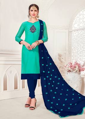 Green embroidered raw silk salwar 1