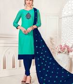 Green embroidered raw silk salwar