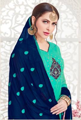 Green embroidered raw silk salwar 2