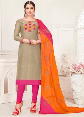 Grey embroidered raw silk salwar 1