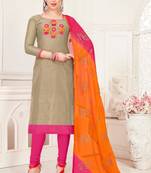Grey embroidered raw silk salwar
