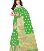 Light green woven cotton silk saree with blouse