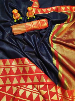 Women'S Designer Blue Banarasi Kanjivaram Saree With Designer Blouse 1