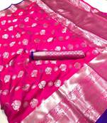 Women'S Designer Magenta Banarasi Kanjivaram Saree With Designer Blouse