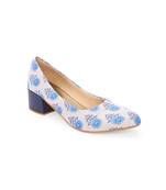 Women Ethnic Blue Sunflower Box Heels Shoes