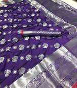 Women'S Designer Blue Banarasi Kanjivaram Saree With Designer Blouse