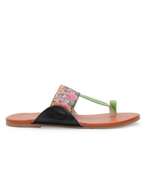 Women Ethnic Elephant Print Kolhapuri Shoes 4