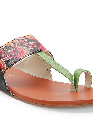 Women Ethnic Elephant Print Kolhapuri Shoes 5