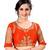Orange Women'S Embroidered Santoon Silk Blouse