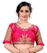 Pink Women'S Embroidered Santoon Silk Blouse