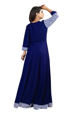 Blue printed crepe maxi-dresses 3
