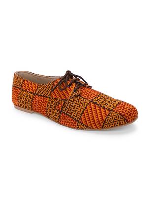 Women Ethnic Rustic Orange Oxfords Shoes 1