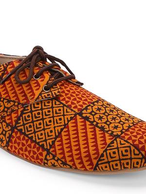 Women Ethnic Rustic Orange Oxfords Shoes 5