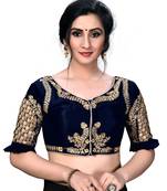 Blue Women'S Embroidered Santoon Silk Blouse