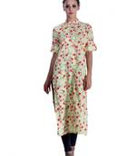 Yellow printed cotton ethnic-kurtis