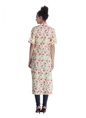 Yellow printed cotton ethnic-kurtis 2
